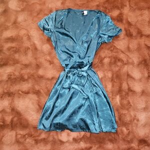 Divided Green Wrap Dress